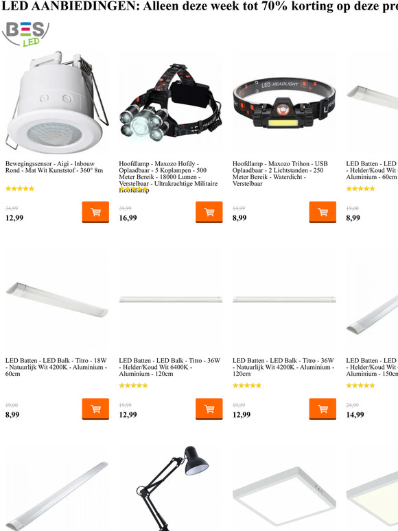 LED Aanbiedingen: tot 70% korting bij BES LED