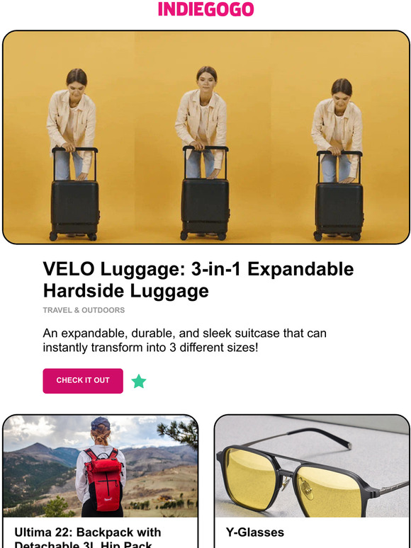 Indiegogo This expandable luggage means you'll never have to worry