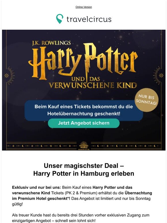 travelcircus: Unser exklusives Harry Potter in | startet! Angebot Hamburg Milled 🪄