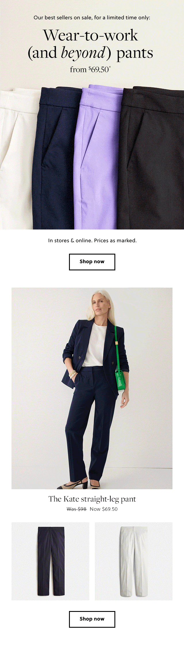 J.Crew Our neveronsale pants are…on sale Milled