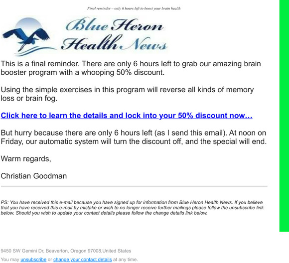 Only 6 Hours Left – 50% Off Brain Booster