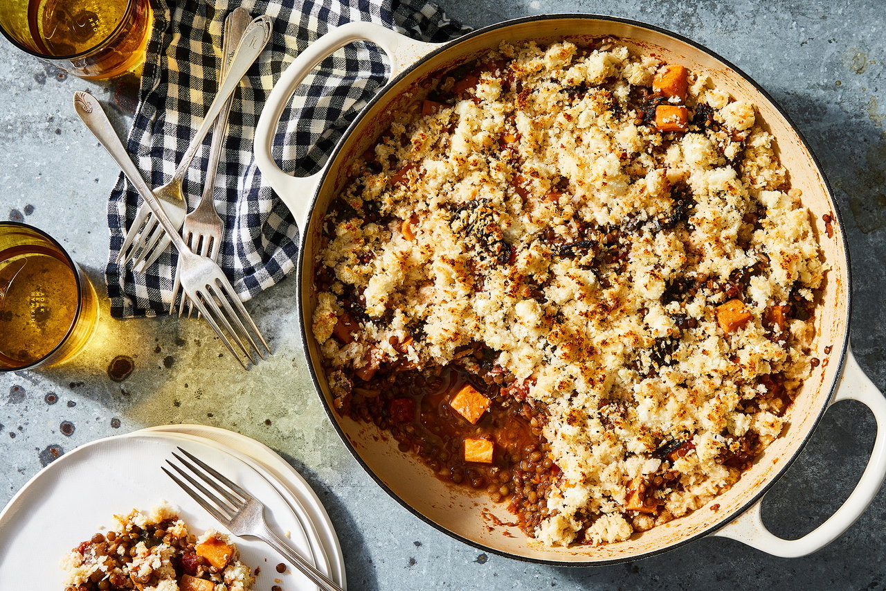 Lentil Gratin With Sweet Potatoes