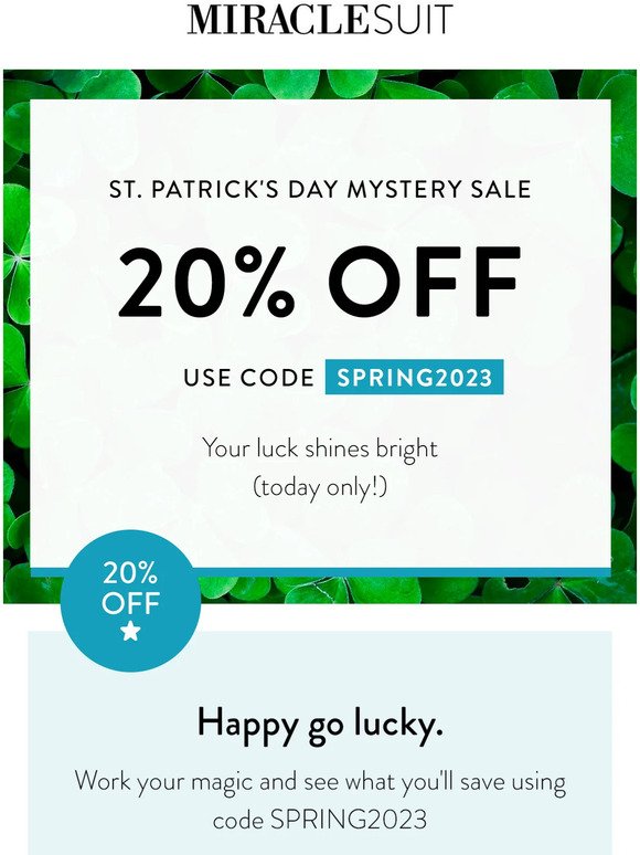 Feeling lucky? See what you're saving in our Mystery Sale ☘️ 