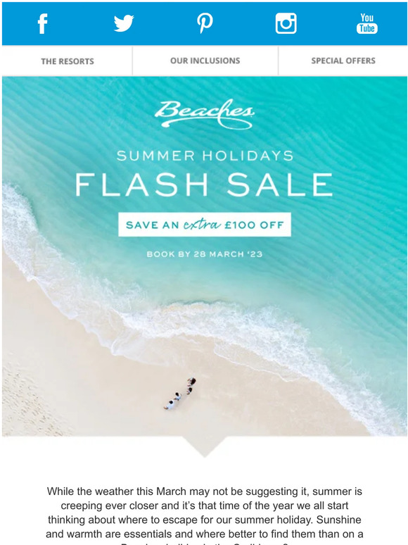 Flash Sale - Save on Your Summer Holiday