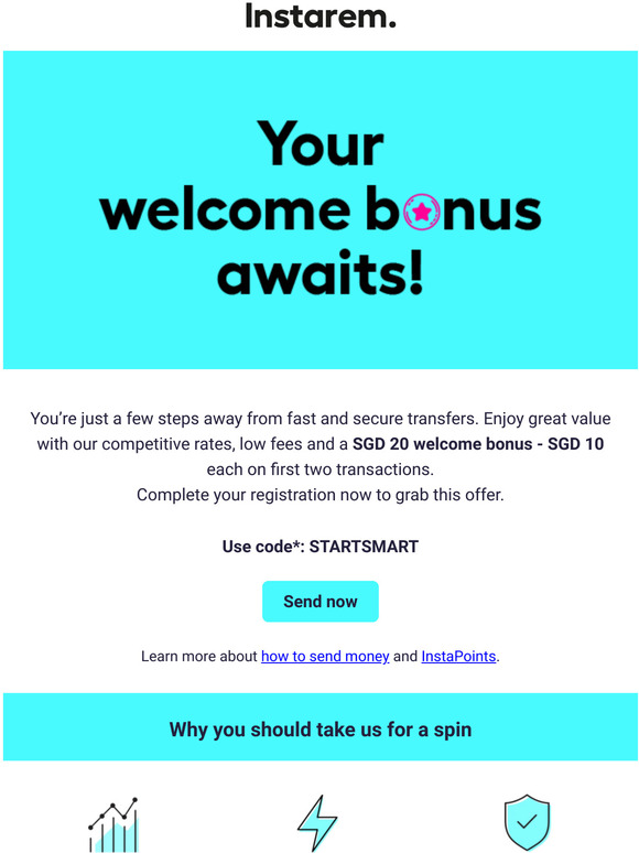 Get the most out of your first transfer with SGD 20 bonus