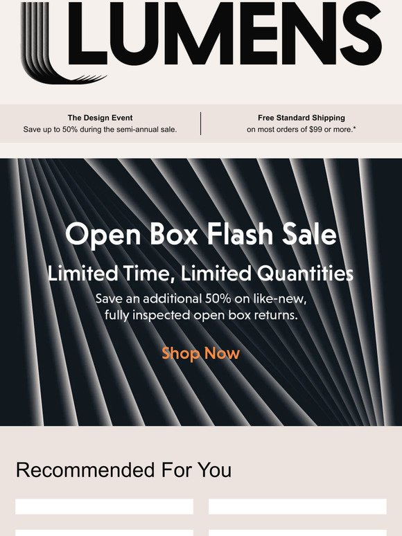 Flash sale: Save an additional 50% on Open Box designs.