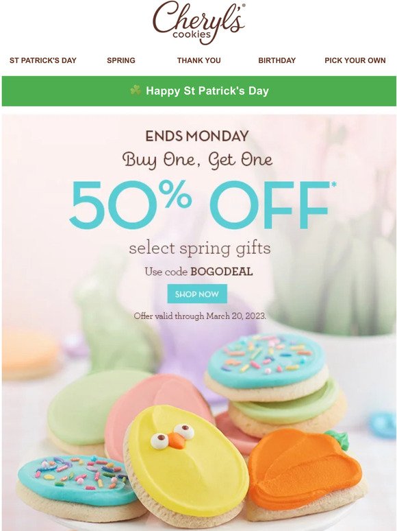 Buy one, get one 50% off gifts for Easter and beyond.