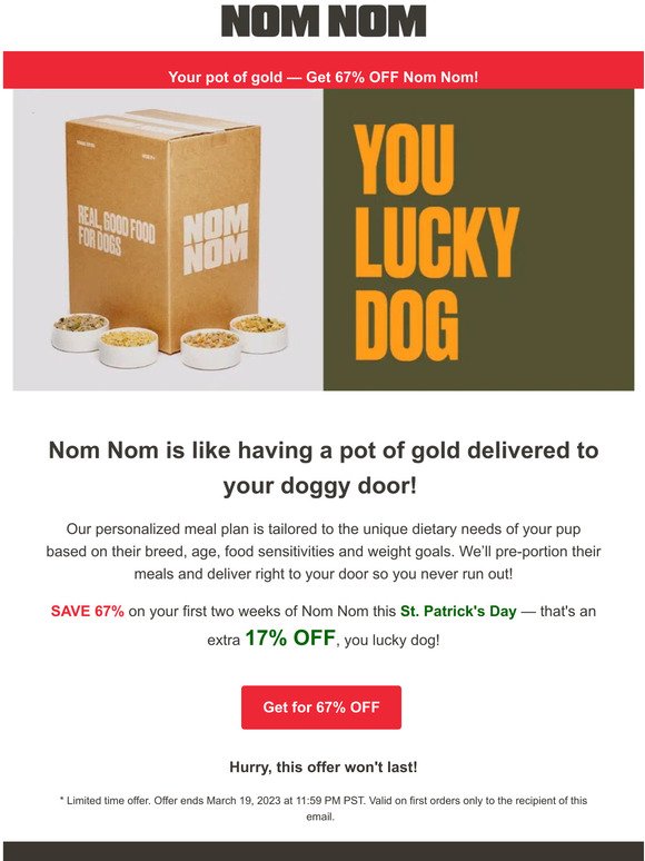 🍀Last Chance to get Lucky with 67% off Nom Nom 🍀