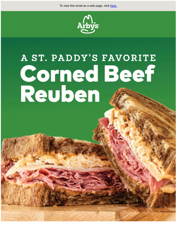 Arby's Corned Beef Reuben, a St. Paddy’s Day tradition. 🍀 Milled