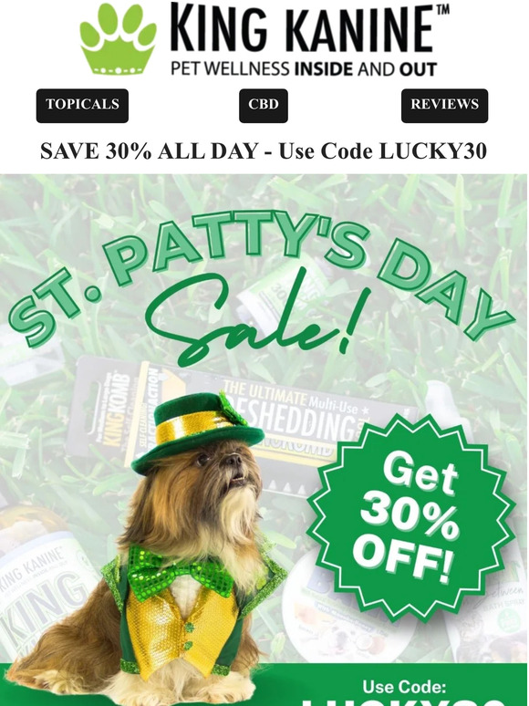 ☘️🐶☘️ Happy St. Patty's Day! 30% OFF ☘️🐶☘️
