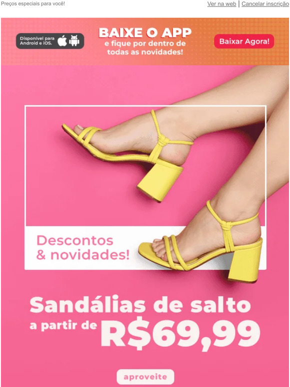 🔥 Sandálias de Salto a partir de R$ 69,99