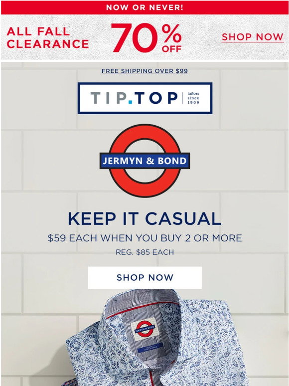 Tip top tailors this just in milled