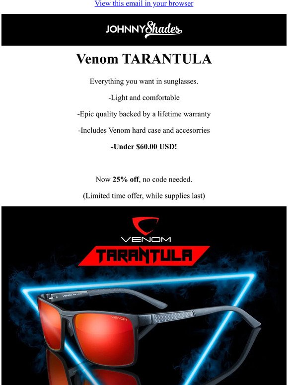 JohnnyShades.com: Introducing the new Venom SERPENT 👓 Sunglasses with  accessory package