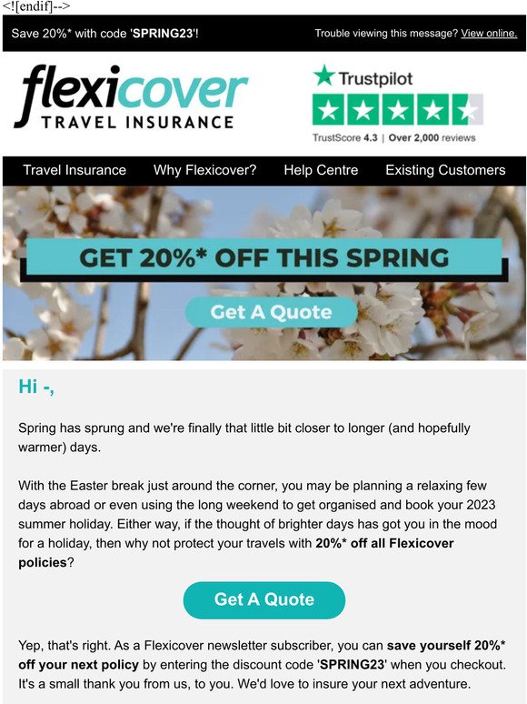 Here's 20%* Off This Spring!