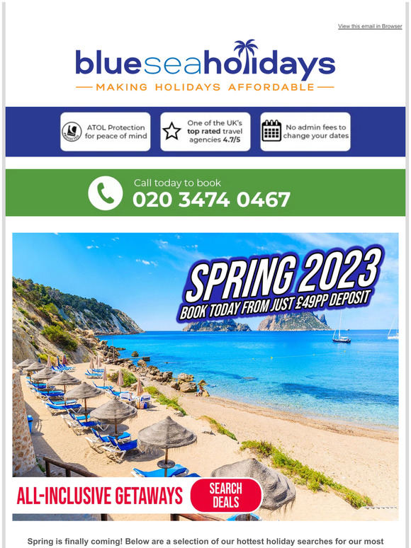 🌞 Last Minute Spring Savings! 🌞 Book Today from £49pp!
