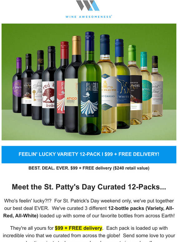 FWD: meet the st. patty's curated 12-packs... $99 + free delivery