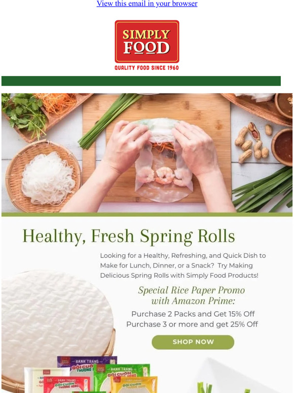 15-25% OFF Simply Food's Premium Rice Paper on Amazon!
