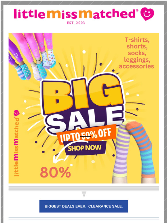 UP TO 80%++ OFF.  Shorts, TEES, Socks, Leggings and more spring items!!