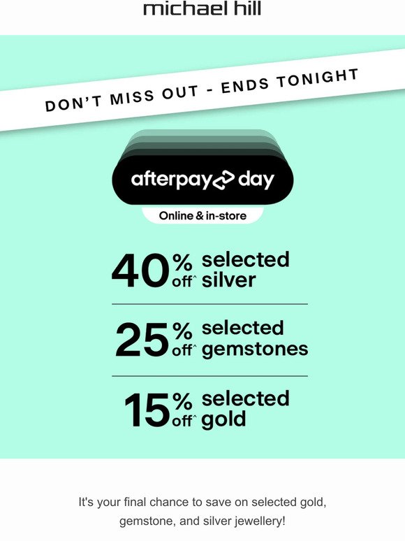 FINAL HOURS: Up to 40% off