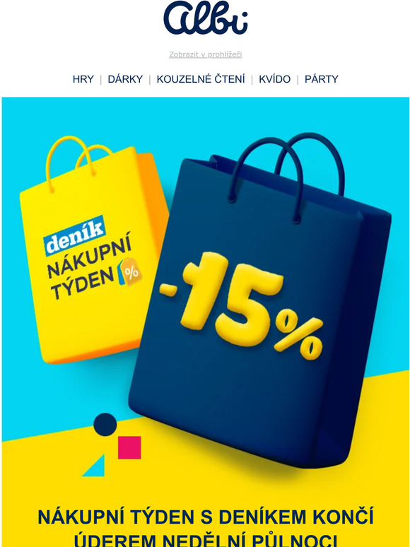 ⏰🏷️ O 15 % levněji už jenom do neděle