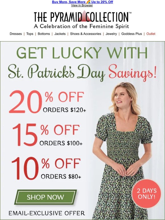 Don't Miss Out 🍀 Saving up to 20% is GONE at Midnight!