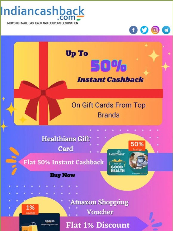 Gift Cards + Cashback = Happiness overload🤩