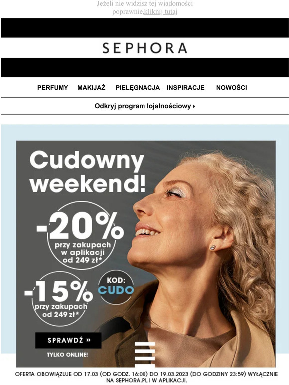 Cudowny Weekend! -15% na zakupy od 249zł lub -20% w app od 249zł!
