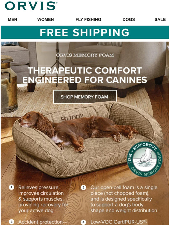 Orvis Treat your dog to our best memory foam bed Milled