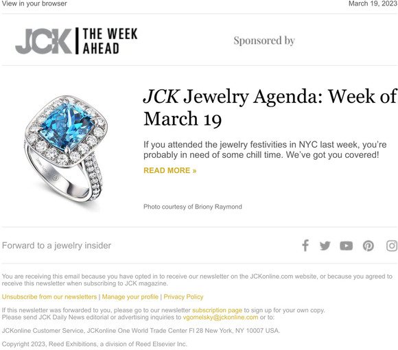 JCK Jewelry Agenda: Week of March 19