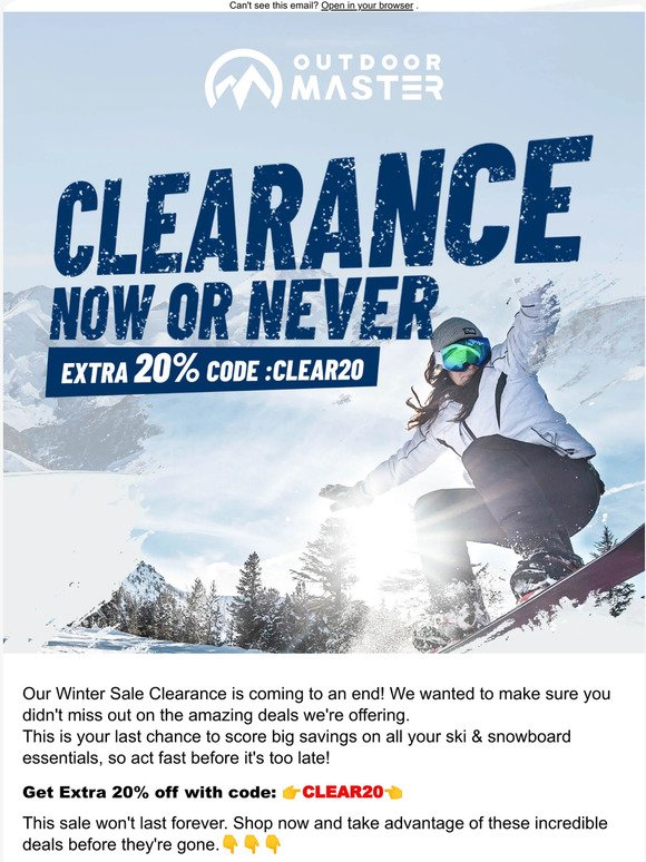 Last Chance to Save Big in our Winter Clearance Sale!