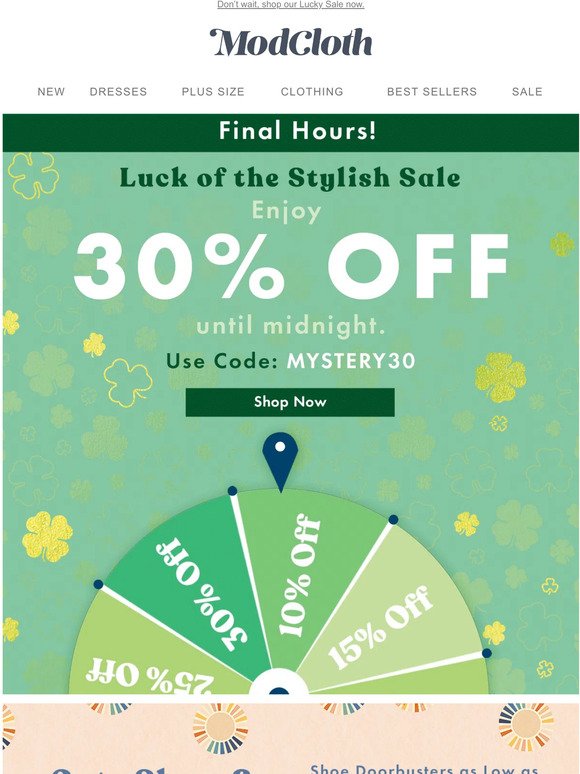 30% Off 🗣️ Your Luck Runs Out Tonight!
