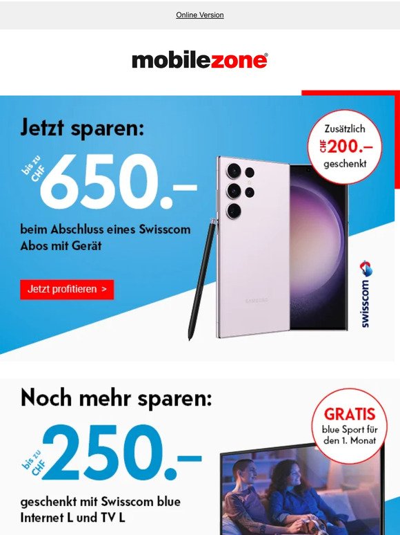 💙 Spare bis zu CHF 650.– mit Swisscom