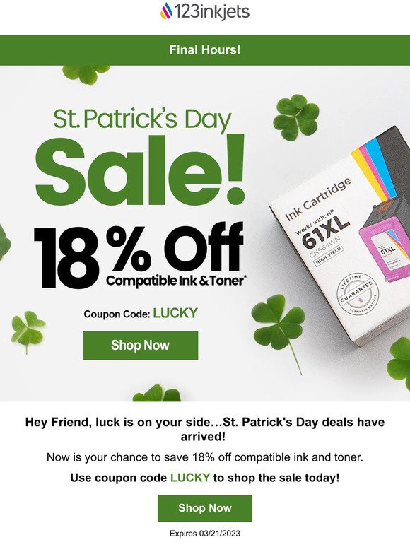 Don't miss: St. Paddy's Day Savings are about to end