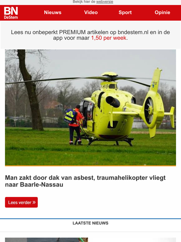 Man zakt door dak van asbest, traumahelikopter vliegt naar Baarle-Nassau