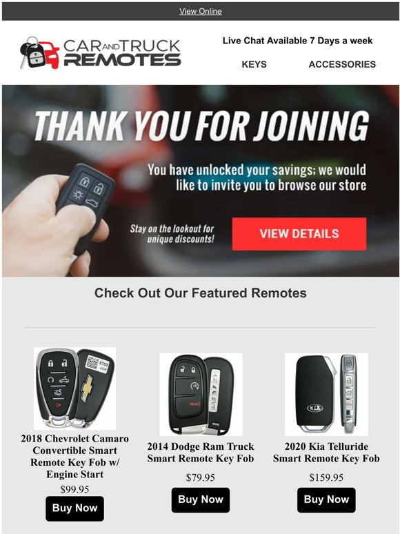 Thank You For Choosing Car and Truck Remotes