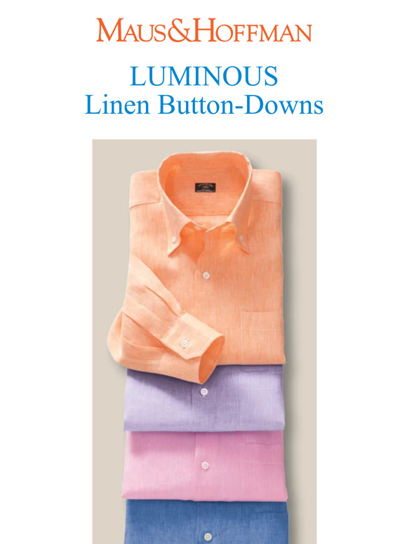Hovman Luminous Linen ButtonDowns from Maus & Hoffman. Milled