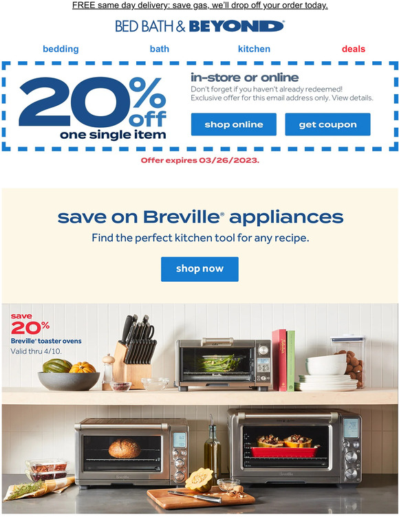 Bed Bath Beyond You Scored A 20 Off Coupon Get Up To 20 Off 