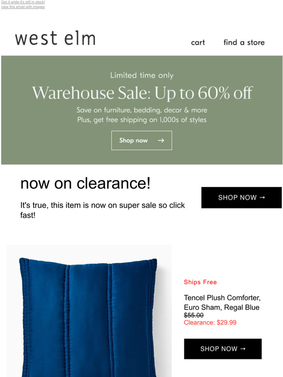 OFFICIALLY ON CLEARANCE! Our Silky TENCEL(TM) Plush Comforter & Shams won't be here for long *Plus, up to 60% off our Warehouse Sale!