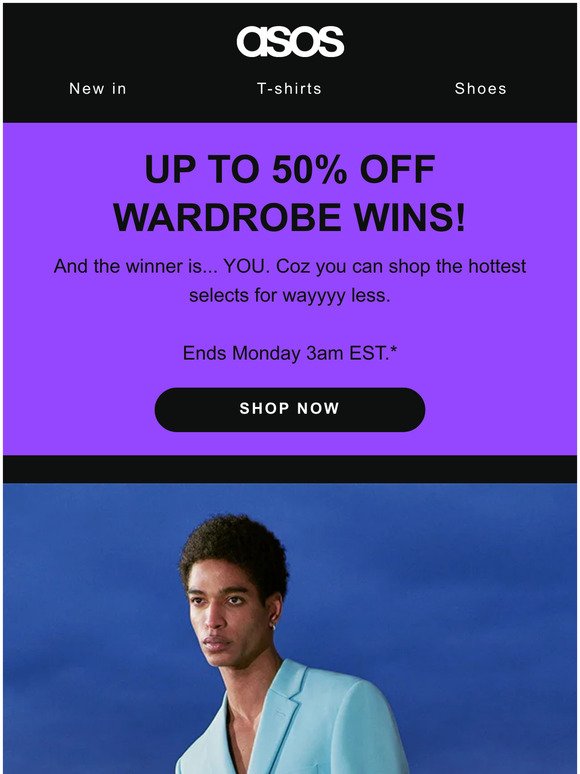 Up to 50% off wardrobe wins 🏆