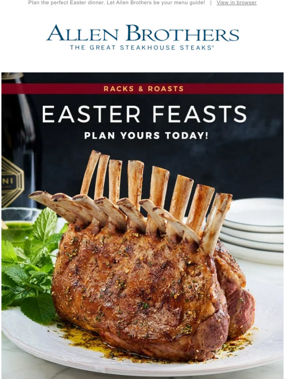 Allen Brothers Steaks Plan Your Easter Feast! Now in Stock Lamb Racks