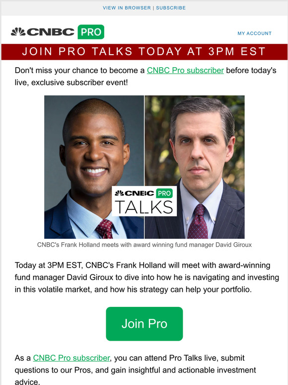 Investor - join today's Pro Talk to hear directly from the Pros