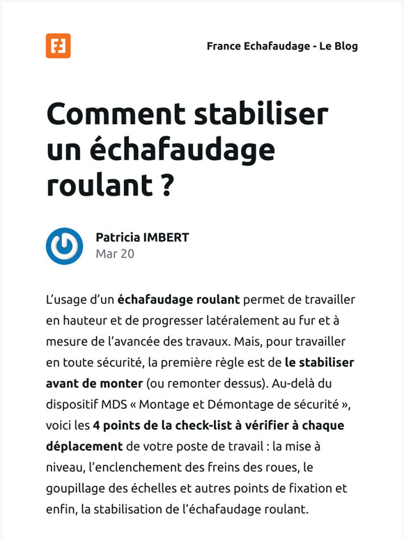 [Nouvel article] Comment stabiliser un échafaudage roulant ?