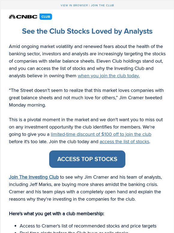 Access the list of stocks in the Investing Club that are loved by analysts
