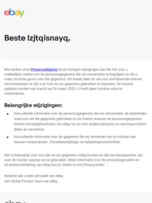 Wijzigingen in de Privacyverklaring van eBay