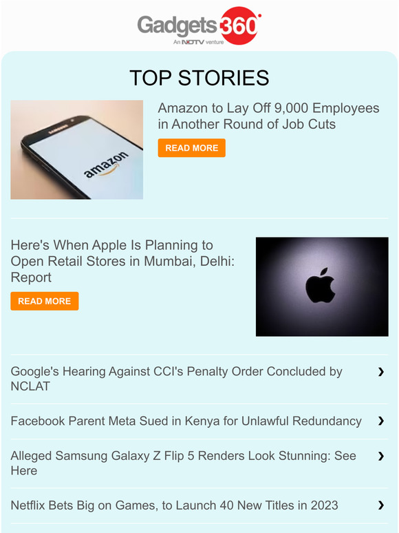 Gadgets 360 Newsletter: Amazon to Lay Off 9,000 Employees in Another Round of Job Cuts & more
