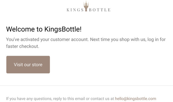 Customer account confirmation | KingsBottle