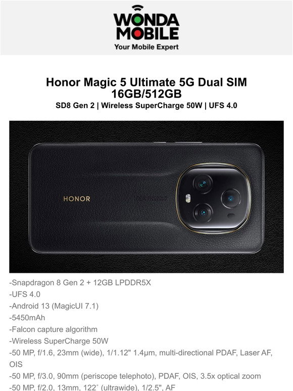 Buy Honor Magic 6 Pro 5G Dual SIM 12GB/256GB at Wonda Mobile