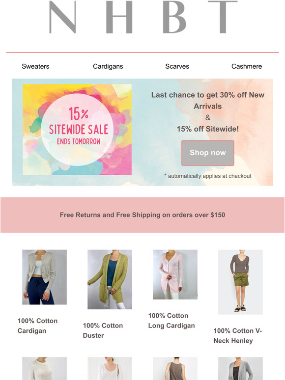30% New Arrivals Sale Ends Tomorrow!