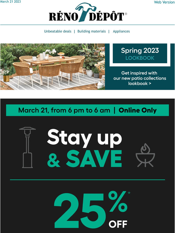 25% off select outdoor heating!