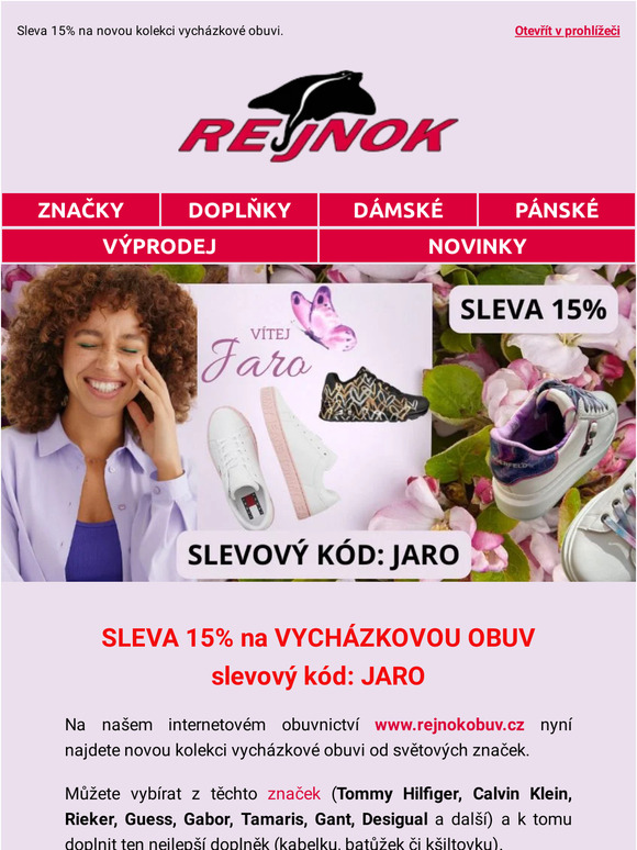 První jarní AKCE na NOVOU KOLEKCI OBUVI🌷15% Sleva.